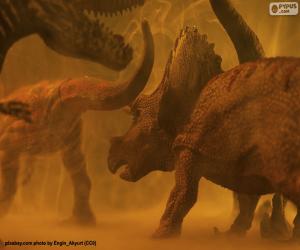 пазл Triceratops и динозавр